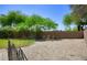 Fenced backyard has desert landscaping with decomposed granite and a desert rock border at 8228 S Stephanie Ln, Tempe, AZ 85284