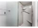 Shower with glass door, handrail, shower caddy and built-in corner seat at 8255 E Kiva Ave # 420, Mesa, AZ 85209