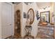 Elegant bathroom features a walk-in shower with stone tiling and granite countertops at 2160 E Kenwood St, Mesa, AZ 85213
