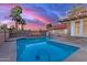 Backyard pool with beautiful sunset at 6550 N 7Th St, Phoenix, AZ 85014