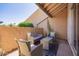 Comfortable patio area with coordinated seating, offering a relaxing outdoor experience at 8055 E Thomas Rd # D111, Scottsdale, AZ 85251