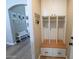 Convenient mudroom with built-in storage lockers, drawers, bench, and hooks for organization at 1132 E Sheffield Ave, Chandler, AZ 85225