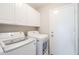 Well-lit laundry room showcasing white washer, dryer, and cabinetry at 1227 E Sheena Dr, Phoenix, AZ 85022