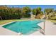 Sparkling pool with handrails surrounded by green lawn and mature landscaping in a private backyard at 14624 N 44Th St, Phoenix, AZ 85032