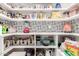 Organized pantry with white shelves, patterned backsplash, and various storage containers for optimal organization at 4833 N 38Th St, Phoenix, AZ 85018