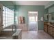 Relaxing bathroom offering a glass shower, granite countertops, and a double sink vanity at 8765 W Custer Ln, Peoria, AZ 85381
