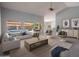 Bright living room with view of the backyard pool, neutral decor and lots of natural light at 8765 W Custer Ln, Peoria, AZ 85381