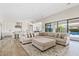 Spacious living room with an oversized sectional couch and a view of the pool at 10520 E Thorite Cir, Mesa, AZ 85212