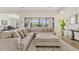 Living room featuring a sectional sofa, sliding glass doors, and minimalist decor at 10520 E Thorite Cir, Mesa, AZ 85212