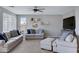 Bright living room featuring modern decor, comfortable seating and pleasant natural light at 2496 E Lindrick Dr, Gilbert, AZ 85298