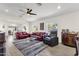 A spacious living room with hardwood floors, modern furniture, ceiling fan, and natural light at 3806 N 23Rd Ave, Phoenix, AZ 85015
