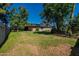 Fenced backyard with a well maintained lawn and shade trees at 405 E Stanford Ave, Gilbert, AZ 85234