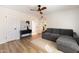 Cozy living room features a comfortable sofa and an entryway to the kitchen at 7214 N Via De La Siesta --, Scottsdale, AZ 85258