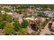 Aerial view showcasing a home's landscape and surrounding trees in a neighborhood at 8675 S College Ln, Tempe, AZ 85284
