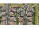 Aerial view of homes in a suburban neighborhood, featuring pools and well-maintained lawns at 21337 E Waverly Dr, Queen Creek, AZ 85142