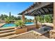 Inviting outdoor space showcasing the sparkling pool, covered patio and built-in BBQ at 2300 E Sanoque Ct, Gilbert, AZ 85298