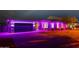 Stylish home exterior with purple holiday lights and a brick driveway, creating modern appeal at 3145 E Boot Track Trl, Gilbert, AZ 85296