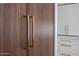 Detail of modern wood and white pantry doors with sleek, contemporary hardware at 3145 E Boot Track Trl, Gilbert, AZ 85296
