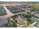 This aerial image shows a community park and a neighborhood street in a quiet, well-maintained residential area at 3394 E Tiffany Ct, Gilbert, AZ 85298