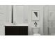 Sleek bathroom featuring a modern vanity, toilet, and a stylish glass-enclosed shower at 3738 E Gold Mountain Ave, San Tan Valley, AZ 85143