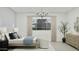 Bright bedroom with a stylish bed, modern lighting, sleek furniture, and a large window at 3738 E Gold Mountain Ave, San Tan Valley, AZ 85143