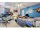 Eclectic bedroom with blue accent wall and cozy decor, perfect for personalization and comfort at 45543 W Guilder Ave, Maricopa, AZ 85139
