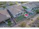 High aerial view of a home with pool, putting green, and privacy fence at 4615 S Primrose Dr, Gold Canyon, AZ 85118