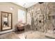 Luxurious bathroom with a copper soaking tub, glass-enclosed shower, and marble accents at 5978 E Chuckwalla Trl, Cave Creek, AZ 85331