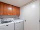 Well-lit laundry area equipped with a washer, dryer, and storage cabinets at 6130 N 12Th Way, Phoenix, AZ 85014