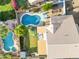 Stunning aerial view of a backyard with a private pool, garden, and lush landscaping, perfect for outdoor living at 780 S Lagoon Dr, Gilbert, AZ 85233