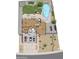 Detailed floor plan showcasing the layout with a pool, patio, garage, kitchen, and living spaces at 780 S Lagoon Dr, Gilbert, AZ 85233
