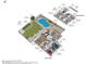 Detailed floor plan showcasing the layout of the home, including the kitchen, bedrooms, and outdoor pool area at 780 S Lagoon Dr, Gilbert, AZ 85233