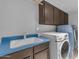 Bright laundry area with modern washer and dryer and plenty of storage with a sink and countertop at 780 S Lagoon Dr, Gilbert, AZ 85233