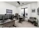 This spacious office has two desks, large window, modern fixtures, and neutral decor at 7902 E Via Linda --, Scottsdale, AZ 85258