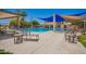 Inviting community pool with lounge chairs, shade sails, a cabana and lush desert landscaping at 233 W Sweet Shrub Ave, San Tan Valley, AZ 85140