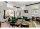 Elegant living room with high ceilings, large windows, and stylish furnishings at 2438 N Forest Cir, Mesa, AZ 85203