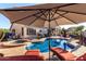 Backyard oasis features a sparkling pool, spa, and comfortable lounge seating for outdoor enjoyment at 3256 E Maplewood St, Gilbert, AZ 85297