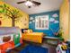Colorful bedroom with a unique mural, playful decor, and ample space for a imagination at 3261 S Sunland Dr, Chandler, AZ 85248