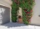 A lush bougainvillea archway covers entry, creating a verdant, welcoming transition with a glimpse of the outdoor seating at 3261 S Sunland Dr, Chandler, AZ 85248