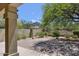 Picturesque backyard featuring lush greenery, a mature shade tree, and mountain views at 16861 N 106Th Way, Scottsdale, AZ 85255