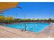 A pristine 50 meter lap swimming pool at the McDowell Mountain Ranch Aquatic Center on a sunny day at 16861 N 106Th Way, Scottsdale, AZ 85255