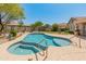 Backyard pool and spa area, surrounded by desert landscaping, and ample space for outdoor entertaining at 2222 W Morse Ct, Anthem, AZ 85086