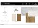 Kitchen finish sample board featuring cabinet hardware, lighting fixtures, backsplash, and countertops at 5941 E Lafayette Blvd, Phoenix, AZ 85018