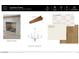 Sample board featuring living room finishes including flooring, paint, mantle, and chandelier at 5941 E Lafayette Blvd, Phoenix, AZ 85018