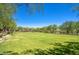 View of the community park with a large grassy field and mature trees at 18515 N 97Th Way, Scottsdale, AZ 85255