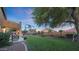 Expansive backyard features lush lawn space and outdoor seating beneath a large shade tree at 29966 N 72Nd Dr, Peoria, AZ 85383