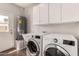 Laundry area with washer, dryer, utility sink, water heater, and access to the backyard at 5232 N 16Th Ln, Phoenix, AZ 85015