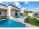 Beautiful pool and hot tub area surrounded by lush turf and immaculate landscaping for a private retreat at 8549 E Indianola Ave, Scottsdale, AZ 85251