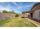 Lush backyard featuring a block wall, grass, gravel, and a covered patio for relaxed outdoor living at 10808 W Ruth Ave, Peoria, AZ 85345