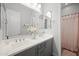 Bright bathroom features a dual sink vanity with gray cabinets and modern fixtures at 22728 E Camacho Rd, Queen Creek, AZ 85142